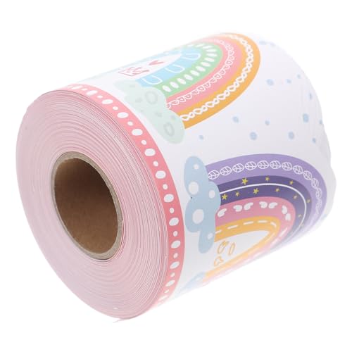BCOATH Boho Pinnwand Bordüre mit Gewelltem Selbstklebende Bunte Regenbogen Dekoration Farbenfroher Trim für Klassenzimmer Pinnwand Stilvolle Wellenkante mit Herzen und Punkten von BCOATH