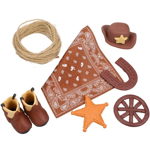BCOATH Cowboy Cake Topper aus Kunststoff in Hellbraun Western party Kuchen Deko für Cowboy Geburtstag Vielseitige Motive Amp Cowgirls Leichte Sichere Tortendekoration für Veranstaltung von BCOATH