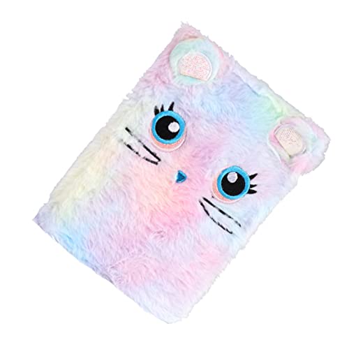 BCOATH Kawaii Mädchen Notizbuch aus Plüsch Buntes Cartoon Tagebuch für Kreative Schreibarbeiten Geeignet für Schüler und Studenten Farbige Katze von BCOATH
