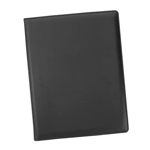 BCOATH Multifunktionaler Lederordner mit Edelstahlclip Dokumentenmappe für Schule Design Schreibblock und Stifthalter Schwarz von BCOATH