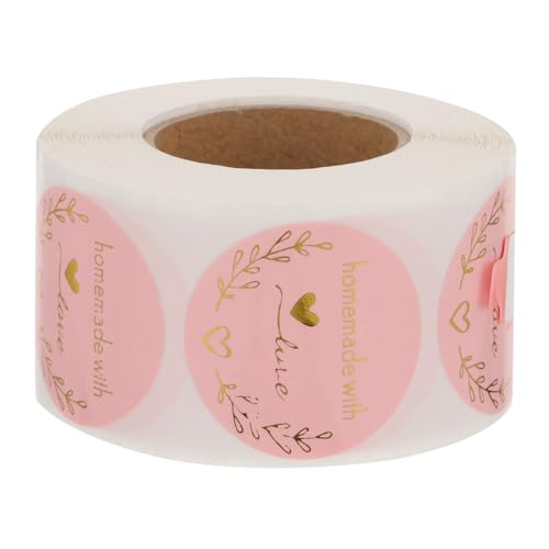 BCOATH Runde Selbstklebende Geschenkaufkleber Liebevoll Gestaltet Goldgeprägt Backetiketten für Geschenkpapier Scrapbooking und Hochzeitsversiegelung Praktische Dekoration von BCOATH