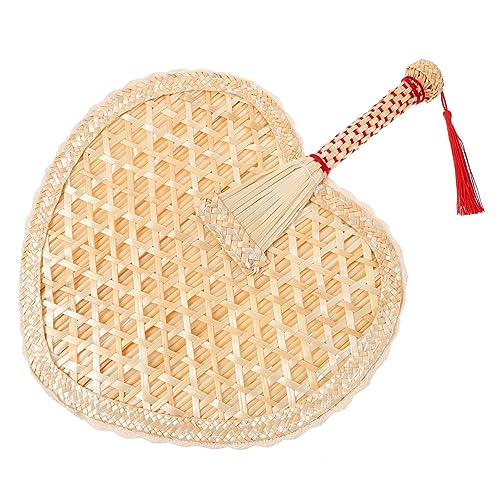 BCOATH Rustikaler Handgewebter Sommerfächer aus Weizenstroh Chinesischer Vintage Stil Leichter Natürlicher Handfächer für Sommerpartys und Hochzeit Praktische und Langlebige Handarbeit von BCOATH