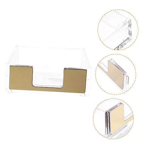 BCOATH Transparenter Notizblockhalter aus Acryl Multifunktionaler Organizer für Haftnotizen Stifte und Visitenkarten Stilvolle Schreibtischablage für Bürobedarf Goldene Akzentfarbe von BCOATH
