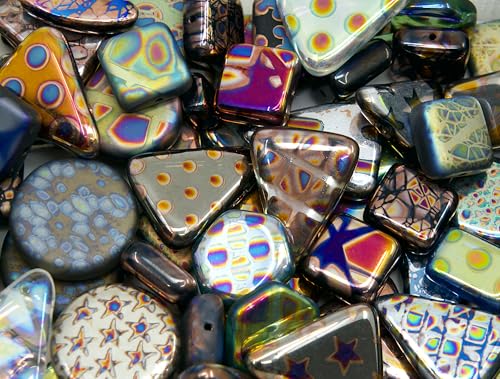 25 g Czech Bead Mix, LIMITED EDITION Bohemia Glass Beads with AB & Vitrail coating with various Patterns von BCV Glass