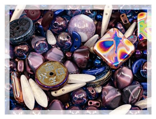 40 g Czech Bead Mix, LIMITED EDITION Table Cut, Bohemia Glass, Faceted Fire Polish, Beige Violet Purple 40 g Czech Bead Mix, LIMITED EDITION Table Cut, Bohemia Glass, Faceted Fire Polish, Beige Violet Purple von BCV Glass