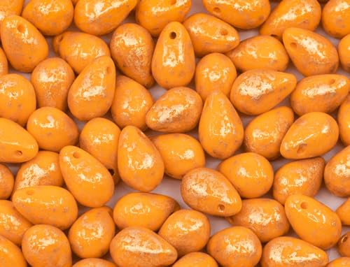 50pcs Teardrop Pear Czech Glass Beads, 6x9mm, Opaque Orange with Golden Splashes 50pcs Teardrop Pear Czech Glass Beads, 6x9mm, Opaque Orange with Golden Splashes von BCV Glass