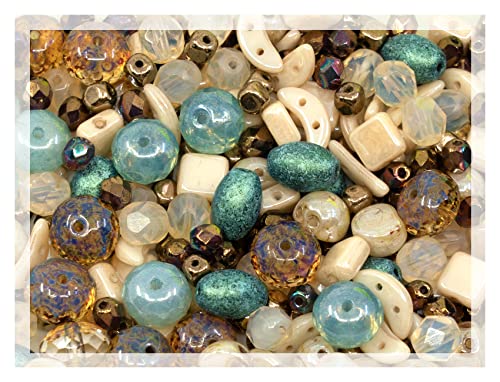 60 g Mix of Czech Bohemia Glass Pressed & Faceted Fire Polished Beads, Blue Luster Beige 60 g Mix of Czech Bohemia Glass Pressed & Faceted Fire Polished Beads, Blue Luster Beige von BCV Glass