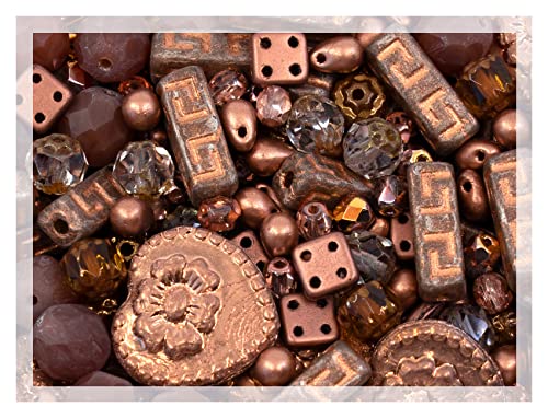 60 g Mix of Czech Bohemia Glass Pressed & Faceted Fire Polished Beads, Bronze Vintage Copper 60 g Mix of Czech Bohemia Glass Pressed & Faceted Fire Polished Beads, Bronze Vintage Copper von BCV Glass