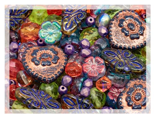 60 g Mix of Czech Bohemia Glass Pressed & Faceted Fire Polished Beads, Crazy Purple Green Copper, Table Cut, Bohemia Glass, Faceted Fire Polish, Hand Made Set Kit BCV 60 g Mix of Czech Bohemia Glass Pressed & Faceted Fire Polished Beads, Crazy Purple Green Copper, Table Cut, Bohemia Glass, Faceted Fire Polish, Hand Made Set Kit BCV von BCV Glass