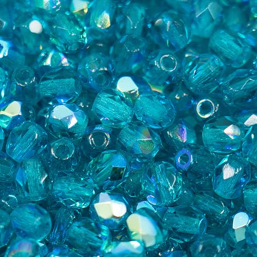600 pcs Faceted Round Fire Polished Czech Glass Beads, 4 mm, 50 g, Aqua Blue AB 600 pcs Faceted Round Fire Polished Czech Glass Beads, 4 mm, 50 g, Aqua Blue AB von BCV Glass