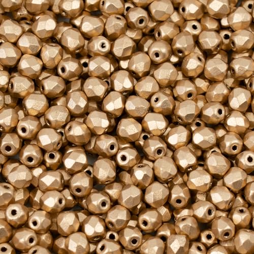 600 pcs Faceted Round Fire Polished Czech Glass Beads, 4 mm, 50 g, Pale Gold 600 pcs Faceted Round Fire Polished Czech Glass Beads, 4 mm, 50 g, Pale Gold von BCV Glass