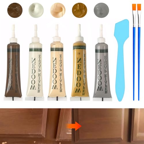 5 Farben Holzreparaturmasse, Parkett Reparaturset, Laminat Reparaturset mit Mischstab und 2 Pinsel, Holz Reparaturset von Kratzern, Rissen, Verfärbungen für Holzschrank, Boden, Tür, Tischoberflächen 5 Farben Holzreparaturmasse, Parkett Reparaturset, Laminat Reparaturset mit Mischstab und 2 Pinsel, Holz Reparaturset von Kratzern, Rissen, Verfärbungen für Holzschrank, Boden, Tür, Tischoberflächen von BCYSNR