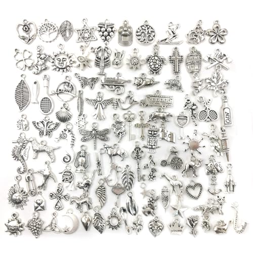 BCZR 100 Stück Charms Anhänger Set, Schmuck Anhänger Set, Gemischte Charms Silber, Schmuckanhänger Zum Basteln,Ohrringe Selber Machen Perlen,Charms Set,Anhänger Armband,Charm Armband Selber Machen BCZR 100 Stück Charms Anhänger Set, Schmuck Anhänger Set, Gemischte Charms Silber, Schmuckanhänger Zum Basteln,Ohrringe Selber Machen Perlen,Charms Set,Anhänger Armband,Charm Armband Selber Machen von BCZR