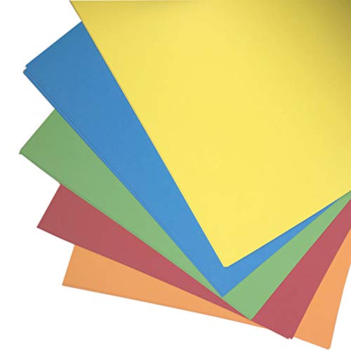 Bright A2-große Bögen mit 25 Blättern, 230 Mikron, 180 g/m², 5 Farben, Orange, Grün, Blau, Gelb und Rot von BCreativetolearn