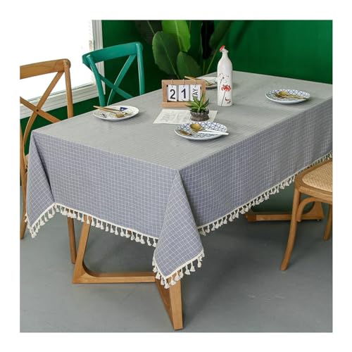 BCughia Tischdecke 140x140CM Grau, Tischdecke Abwaschbar Küche Quadratisch Polyester Klein Plaid mit Quasten Tischdecke für Küche,Esszimmer,Tischdekoration von BCughia