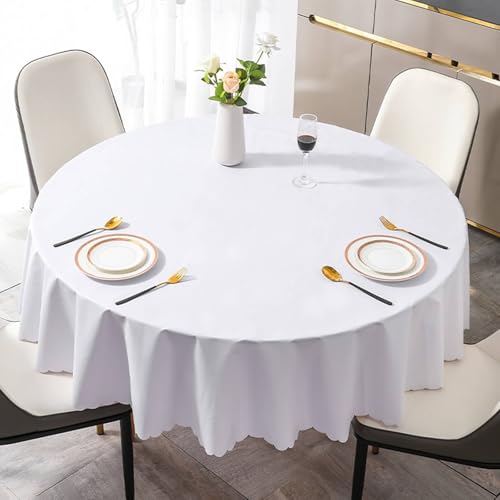 BCughia Tischdecke 160 Weiß, Runde Tischdecken Waschbar PVC Einfarbig mit Flach Kante Tischdecke für Esstisch BCughia Tischdecke 160 Weiß, Runde Tischdecken Waschbar PVC Einfarbig mit Flach Kante Tischdecke für Esstisch von BCughia