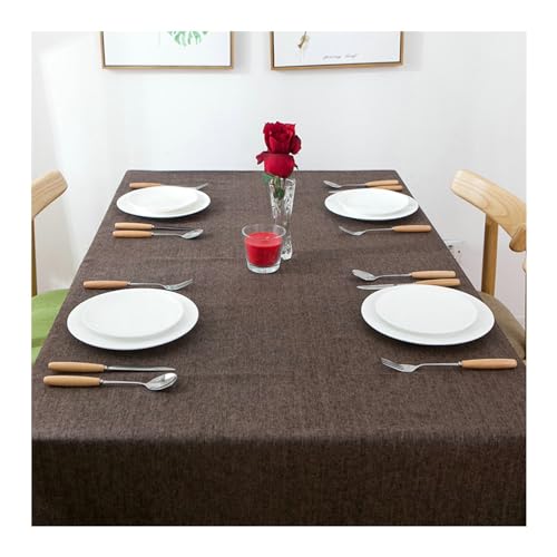 BCughia Tischdecke 90x150CM Rechteckig, Tischdecke Abwaschbar Leinen Einfarbig Tischdecke für Küche,Esszimmer,Tischdekoration, Kaffee von BCughia