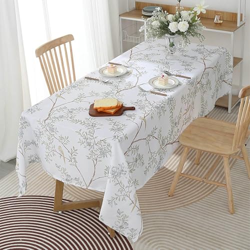 BCughia Tischdecke Rechteckig 140 x 100, Tischdecken Abwaschbar Polyester Äste und Vögel Tischdecke für Küchentisch, Hellgrün Weiß BCughia Tischdecke Rechteckig 140 x 100, Tischdecken Abwaschbar Polyester Äste und Vögel Tischdecke für Küchentisch, Hellgrün Weiß von BCughia