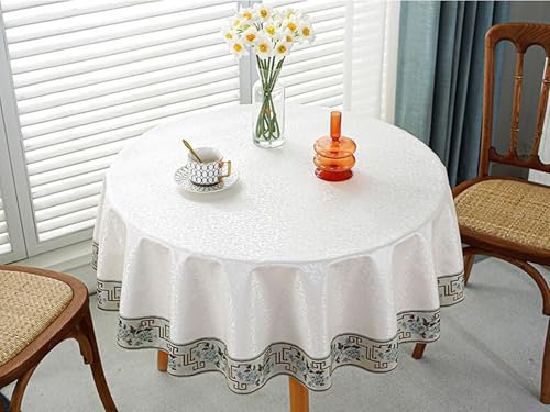 BCughia Tischdecke Rund 200, Partytischdecke Wasserfest PU Blätter und Blumen Stickmuster Tischdecke für Küche,Esszimmer,Tischdekoration, Beige Weiß BCughia Tischdecke Rund 200, Partytischdecke Wasserfest PU Blätter und Blumen Stickmuster Tischdecke für Küche,Esszimmer,Tischdekoration, Beige Weiß von BCughia