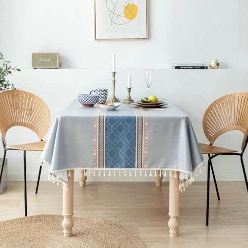 BCughia Tischdecken 140 x 180 cm Grau, Rechteckig Tischdecke Fleckschutz Polyester Geometrisch Bedruckt mit Quasten Tischdecke für Esstisch BCughia Tischdecken 140 x 180 cm Grau, Rechteckig Tischdecke Fleckschutz Polyester Geometrisch Bedruckt mit Quasten Tischdecke für Esstisch von BCughia