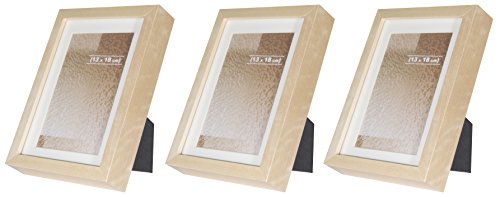 BD ART 3er Set 13x18 cm Holz Bilderrahmen mit Passepartout 10x15 cm, Natürliche Birke von BD ART