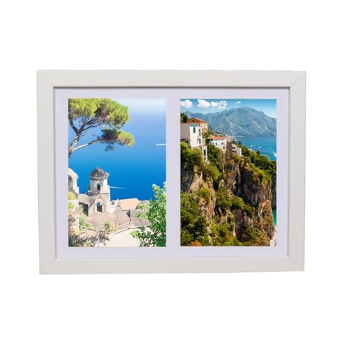 BD ART Collage Bilderrahmen 17x23 für zwei Fotos mit Passepartout 10x15 cm weiß MDF-Holz moderner Fotorahmen zum Aufhängen an der Wand oder zum Platzieren auf einem Schrank von BD ART