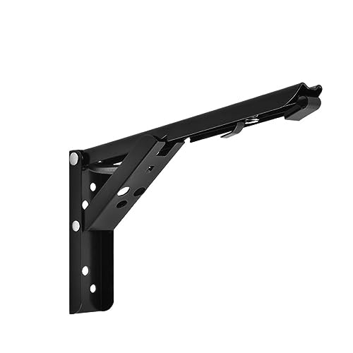 BDAYEK Regalhalterung 2 PCS Klappbare Dreieckhalterung Wandmontierte Banktisch-Regalstütze Versteckte Tischstütze Küchenaufbewahrung Möbelbeschläge(Black 8 Inch) von BDAYEK