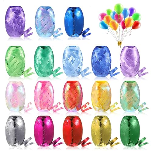 18 Stück Geschenkband, Geschenkband Ringelband Kräuselband Geschenkbänder Set Ringelband in Bunten Farben Set Geschenkbänder in Geschenkverpackung 10m Je Ballonband von BDBFPAN