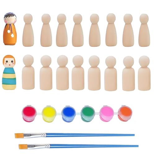 20 Stück Holzfiguren Zum Bemalen, Spielfiguren Holz, Mit Sechs Farben Und 2 Stiften Figuren Zum Bemalen Geeignet Für Hochzeiten Und Inneneinrichtungen Holzfiguren Für DIY Malerei Produktion von BDBFPAN