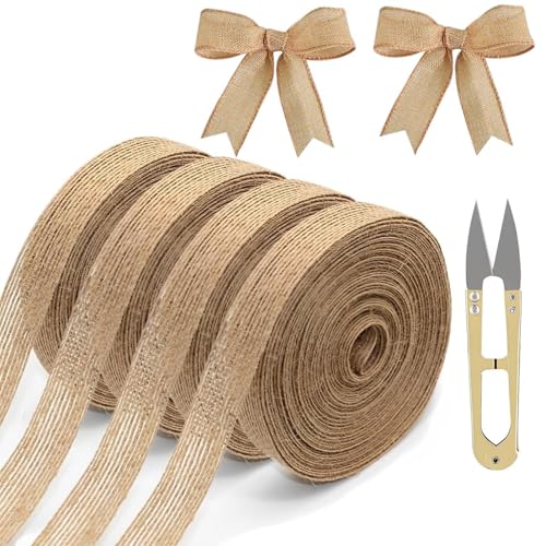 40m Juteband, 1cm Juteband Breit, Multifunktional Und Praktisch Geschenkband Breit, Für Kunsthandwerk, Hochzeitsdekorationen, Geschenkverpackungen Und Kreative Projekte von BDBFPAN