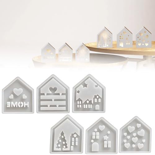 6 Stück Haus Silikonformen Gießformen,Silikonform Haus,Giessformen Silikon,Das Perfekte Geschenk für DIY-Liebhaber von Kerzen, Seifen, Handwerk und Dekoration von BDBFPAN