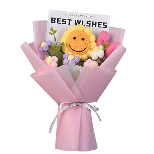 Gehäkelte Blumen, Häkelblumen Strauß, Gehäkelter Blumenstrauß Strauß Mit Lächelnden Sonnenblumen Und Rosa Schleife, Handgefertigter Blumenschmuck Für Jubiläen, Geburtstage Und Wohnaccessoires Gehäkelte Blumen, Häkelblumen Strauß, Gehäkelter Blumenstrauß Strauß Mit Lächelnden Sonnenblumen Und Rosa Schleife, Handgefertigter Blumenschmuck Für Jubiläen, Geburtstage Und Wohnaccessoires von BDBFPAN