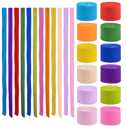 BDHYYM 12 Rolls Krepppapier Bunt, Kreppbänder Regenbogen, Multicolor Papier Streamer Hochzeit, Karneval, Party Décoration - 4.5 cm x 10 m BDHYYM 12 Rolls Krepppapier Bunt, Kreppbänder Regenbogen, Multicolor Papier Streamer Hochzeit, Karneval, Party Décoration - 4.5 cm x 10 m von BDHYYM