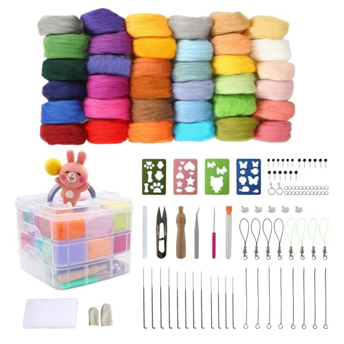 BDHYYM 36 Farben Nadelfilz Set,119pcs Nadelfilz Starter Kit mit Filznadeln Grundwerkzeugen und Aufbewahrungsbox und Zubehör Wollfaser,Filzwolle Nassfilzen,Filzset für Anfänger DIY Filz Wolle Handwerk BDHYYM 36 Farben Nadelfilz Set,119pcs Nadelfilz Starter Kit mit Filznadeln Grundwerkzeugen und Aufbewahrungsbox und Zubehör Wollfaser,Filzwolle Nassfilzen,Filzset für Anfänger DIY Filz Wolle Handwerk von BDHYYM