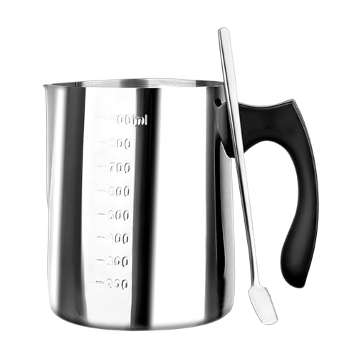 BDHYYM 900 ml Wachsschmelztopf mit Metalllöffel Schmelztopf, graduiert, mit ABS hitzebeständigem Griff wachs schmelztopf, zum Schmelzen von Kerzen für die Kerzenherstellung von BDHYYM