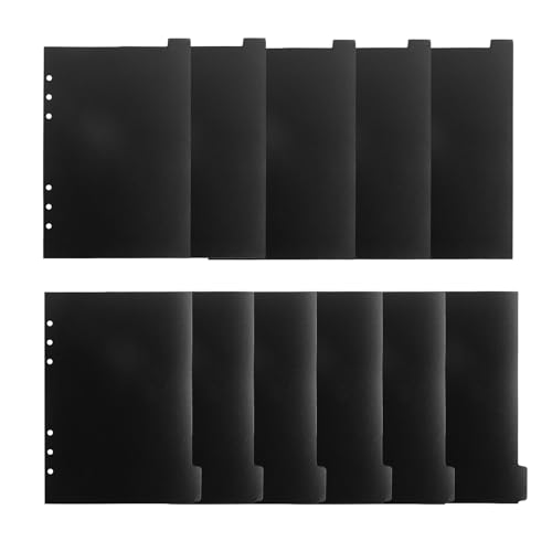 BDHYYM 11 Stück Schwarze Trennblätter für Ordner A5, Kunststoff Register A5 6 Loch Index ​Teiler für Ringbuch Notizbuch Planer Schwarze von BDHYYM
