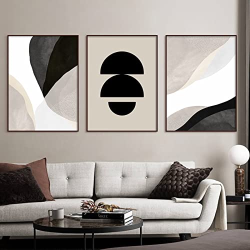 Minimalistischer Posterdruck Schwarz Beige Geometrische Wand Bilder Abstrakte Leinwand Gemälde Zeitgenössisches Bild Für Wohnzimmer Wohnkultur 50x70cmx3 Ungerahmt von BDHcdfAJGf