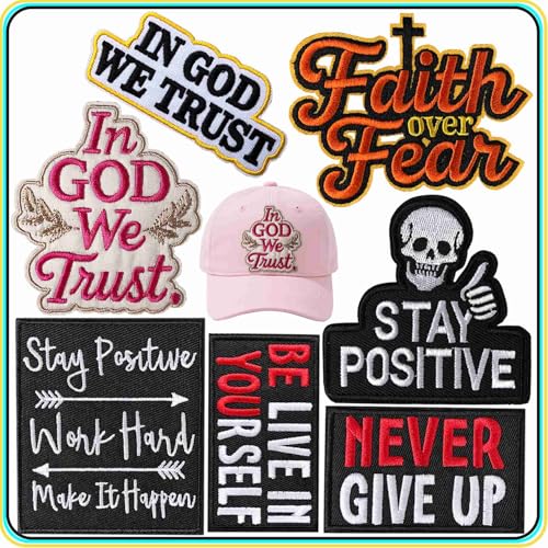 Aufbügler mit Aufschrift "Stay Positiv", bestickter Aufnäher für selbstgemachte Trucker, Hüte, Rucksack, Kleidung, Jeans, Taschen – in GOD We Trust, Never Give Up, Believe in Yourself Aufbügler mit Aufschrift "Stay Positiv", bestickter Aufnäher für selbstgemachte Trucker, Hüte, Rucksack, Kleidung, Jeans, Taschen – in GOD We Trust, Never Give Up, Believe in Yourself von BDIHS