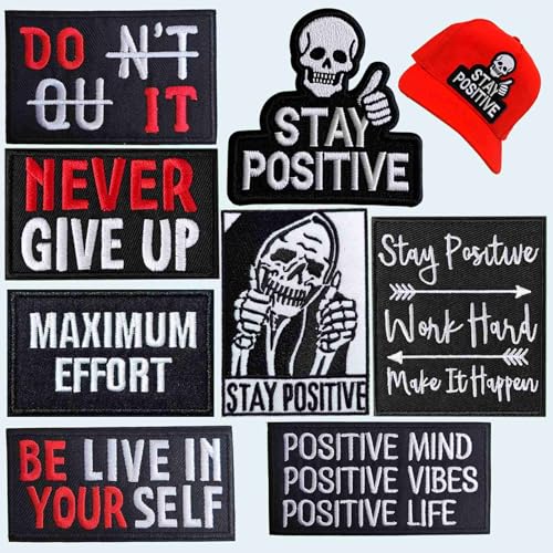Stay Positive Patches – Selbstmotivation bestickter Aufnäher zum Aufbügeln für Heimwerker, Trucker, Hüte, Rucksack, Kleidung, Jeans, Taschen – maximale Anstrengung, geben Sie nie auf, glauben Sie an Stay Positive Patches – Selbstmotivation bestickter Aufnäher zum Aufbügeln für Heimwerker, Trucker, Hüte, Rucksack, Kleidung, Jeans, Taschen – maximale Anstrengung, geben Sie nie auf, glauben Sie an von BDIHS