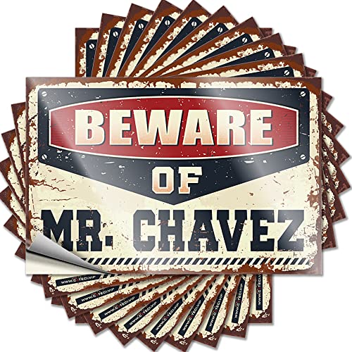 Lustige Aufkleber für Erwachsene, Aufschrift "Beware of Mr. Chavez", lustiger Aufkleber, 10 Stück, Schild-Dekor, Streich Aufkleber (12 x 18 cm) von BDIX