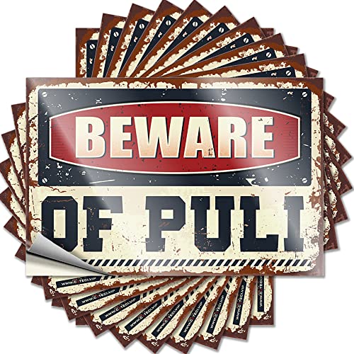 Lustige Aufkleber für Erwachsene, Aufschrift "Beware of Puli", lustiger Aufkleber, 10 Stück, Schild-Dekor, Streich Aufkleber (12 x 18 cm) von BDIX