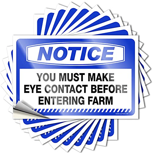 Lustige Aufkleber mit Aufschrift "Notice You Must Make Eye Contact Before Entering Farm", 10 Stück, für Männer, Dekoration, lustige Raumschilder (6 x 9 cm) von BDIX