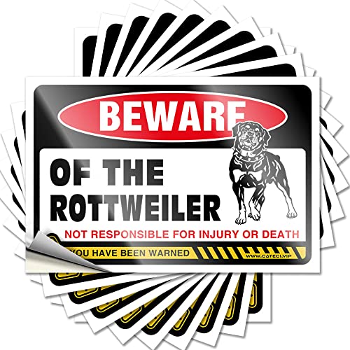 Werkzeugkasten-Aufkleber, Aufschrift "Beware of Rottweiler", lustig, 10 Stück, Werkzeug-Aufkleber für Männerhöhle (6 x 9 cm) von BDIX