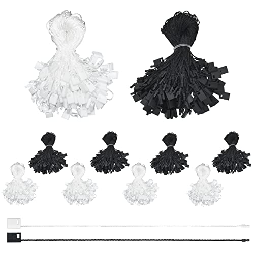 1000 Stück 17.8 cm Hängeetiketten, Schnappverschluss, Schlaufenverschluss, Hakenbinder, einfach und schnell zu befestigen, für Kleidungsanhänger, Einzelhandel, Etikett, DIY Handwerk (schwarz + weiß) von BDS-HOME
