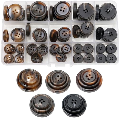 BDS-HOME 120 Stück Kunstharz-Nähknöpfe, für Anzüge, Mäntel, 4 Löcher, runde Knöpfe, 5 Farben, 3 Größen, 15 mm, 20 mm, 25 mm, für Anzüge, Trenchcoat, Hemd, Uniform, Jacken, Ärmel, Hosen (braun) BDS-HOME 120 Stück Kunstharz-Nähknöpfe, für Anzüge, Mäntel, 4 Löcher, runde Knöpfe, 5 Farben, 3 Größen, 15 mm, 20 mm, 25 mm, für Anzüge, Trenchcoat, Hemd, Uniform, Jacken, Ärmel, Hosen (braun) von BDS-HOME