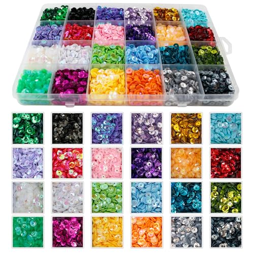BDS-HOME 24 Farben, lose Pailletten, 6 mm, bunte runde Stickerei-Pailletten mit Löchern für DIY, Handwerk, Nähen, Nagelkunst, Festival, Kostümdekoration BDS-HOME 24 Farben, lose Pailletten, 6 mm, bunte runde Stickerei-Pailletten mit Löchern für DIY, Handwerk, Nähen, Nagelkunst, Festival, Kostümdekoration von BDS-HOME