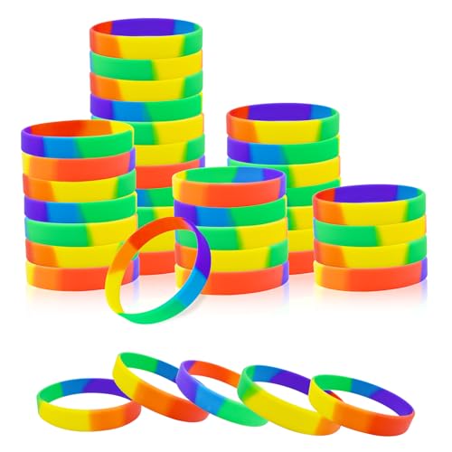 BDS-HOME 40 Stück Pride Month Regenbogen-Silikon-Armbänder, dehnbar, bunte Armbänder, LGBTQ-Unterstützung für Festivals, Paraden, Dekorationen, Partyzubehör (Mix) von BDS-HOME