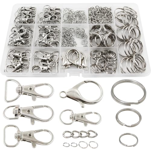 Schlüsselanhänger-Set, Schlüsselanhänger-Clips mit Drehverschluss, Haken, Schlüsselringe, Karabinerverschlüsse, offene Binderinge, Verlängerungsketten für Bastelarbeiten, Halsketten, Armbänder von BDS-HOME