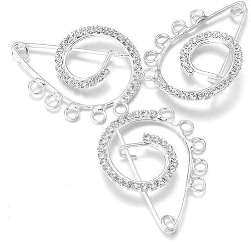 BDSHGRDH Sicherheitsnadeln， 10 Stück 38 mm Strass Sicherheitsnadel Broschen Schleife Große Pins Brosche for Frauen Kleid Vergoldete Kristalle Elegante Brosche Schmuck(Silver 10pcs) von BDSHGRDH