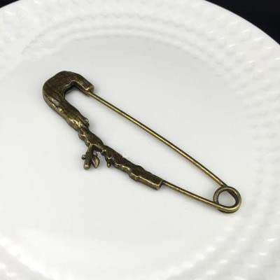 BDSHGRDH Sicherheitsnadeln， 5Pcs 3.2cm Large Size Safety Pins Brooches Twig Feather Decoration Vintage Bronze Brooch Female Sweater Scarf Buckle(9) von BDSHGRDH